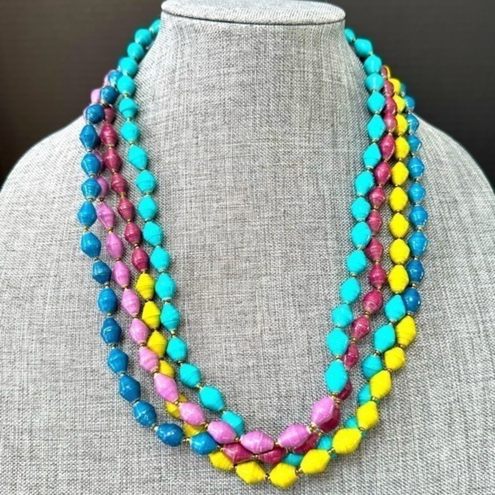 Teng Yue 50” Long Rolled Paper Bead Wraparound Necklace